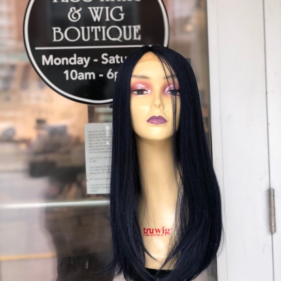 Blue Black lacefront wig swisslace silky straight - Picture 3 of 8